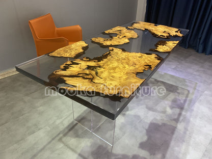 Resin Wood Dining Table - MOOKAFURNITURE