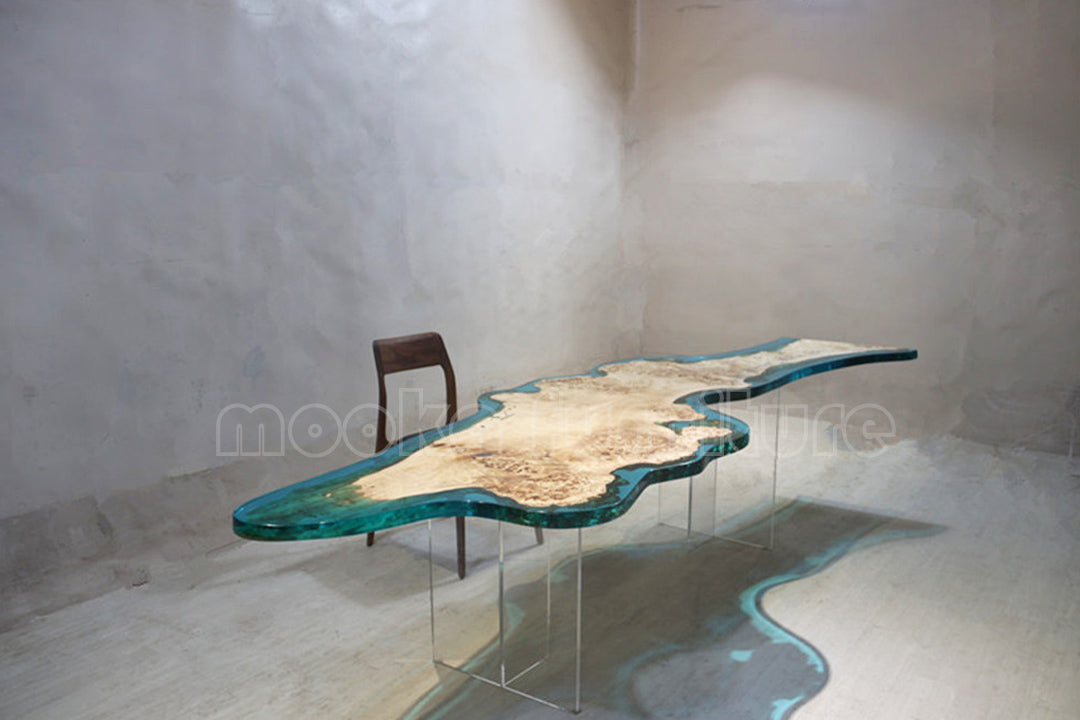 Resin Wood Dining Table - MOOKAFURNITURE