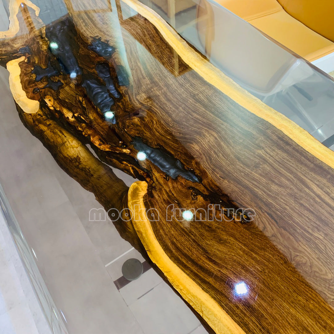 Resin Wood Dining Table - MOOKAFURNITURE