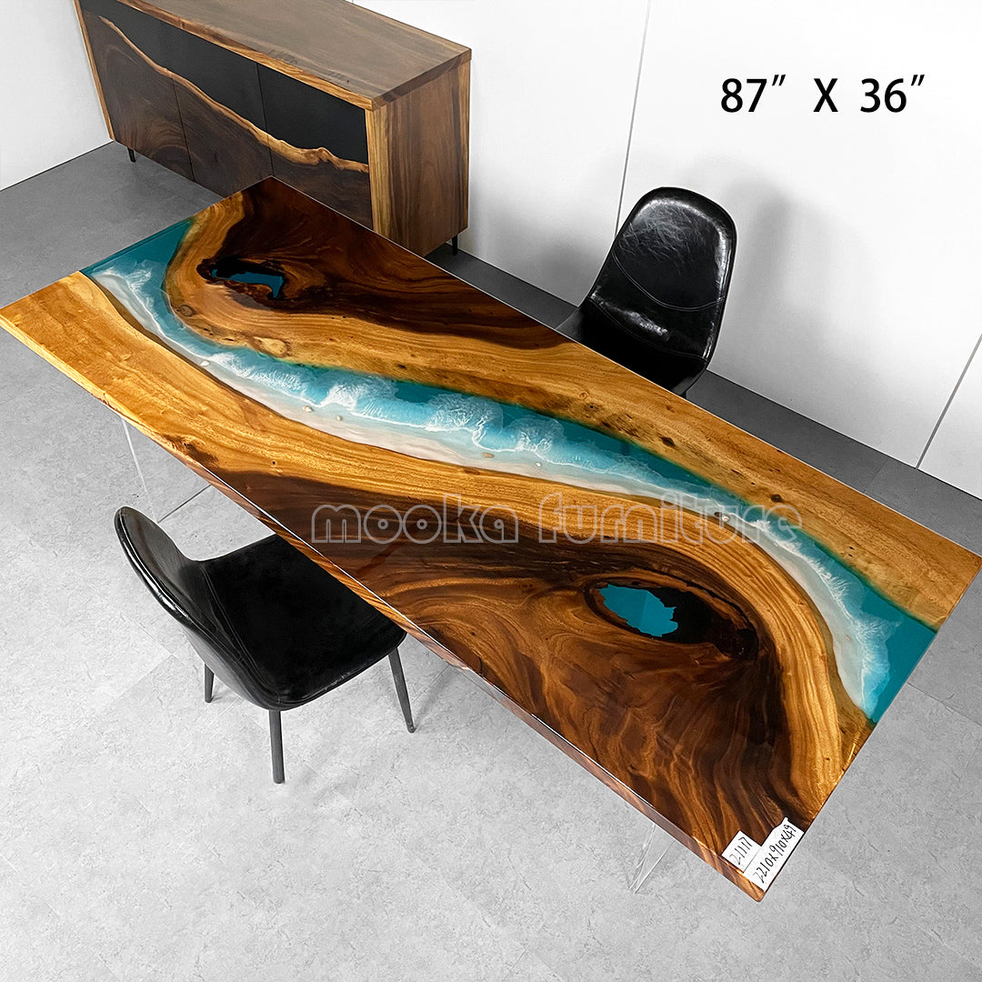 Resin Wood Dining Table - MOOKAFURNITURE