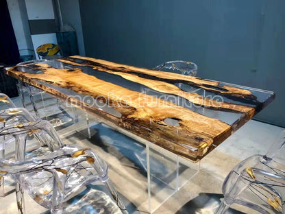 Resin Wood Dining Table - MOOKAFURNITURE