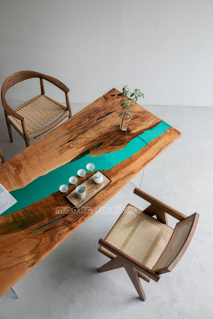 Resin Wood Dining Table - MOOKAFURNITURE