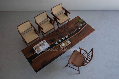 Resin Wood Dining Table - MOOKAFURNITURE