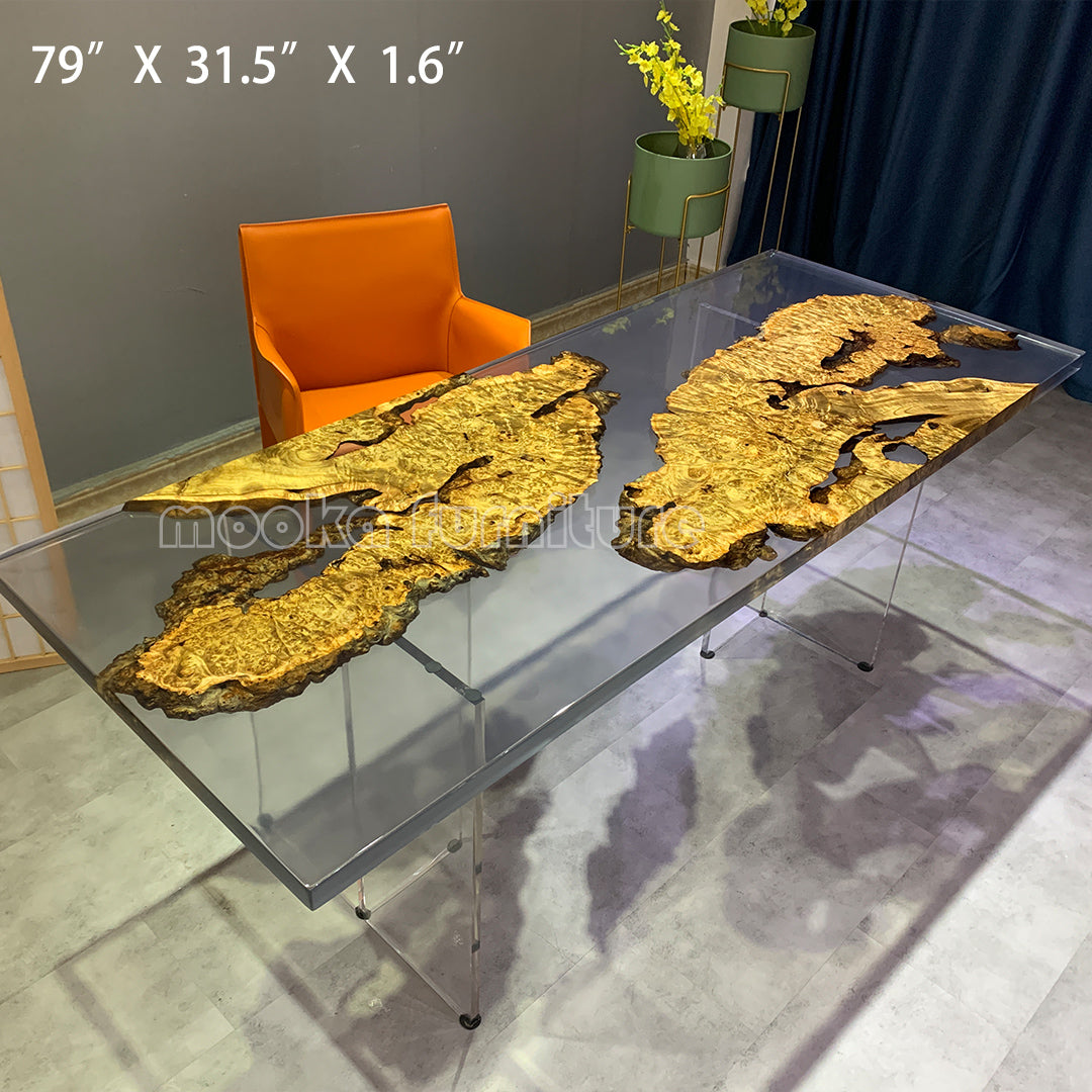 Resin Wood Dining Table - MOOKAFURNITURE