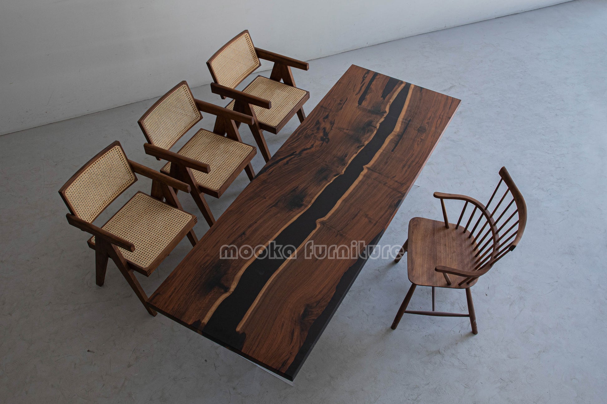 Resin Wood Dining Table - MOOKAFURNITURE