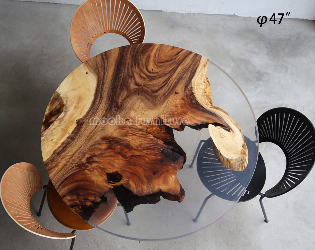 Resin Wood Dining Round Table