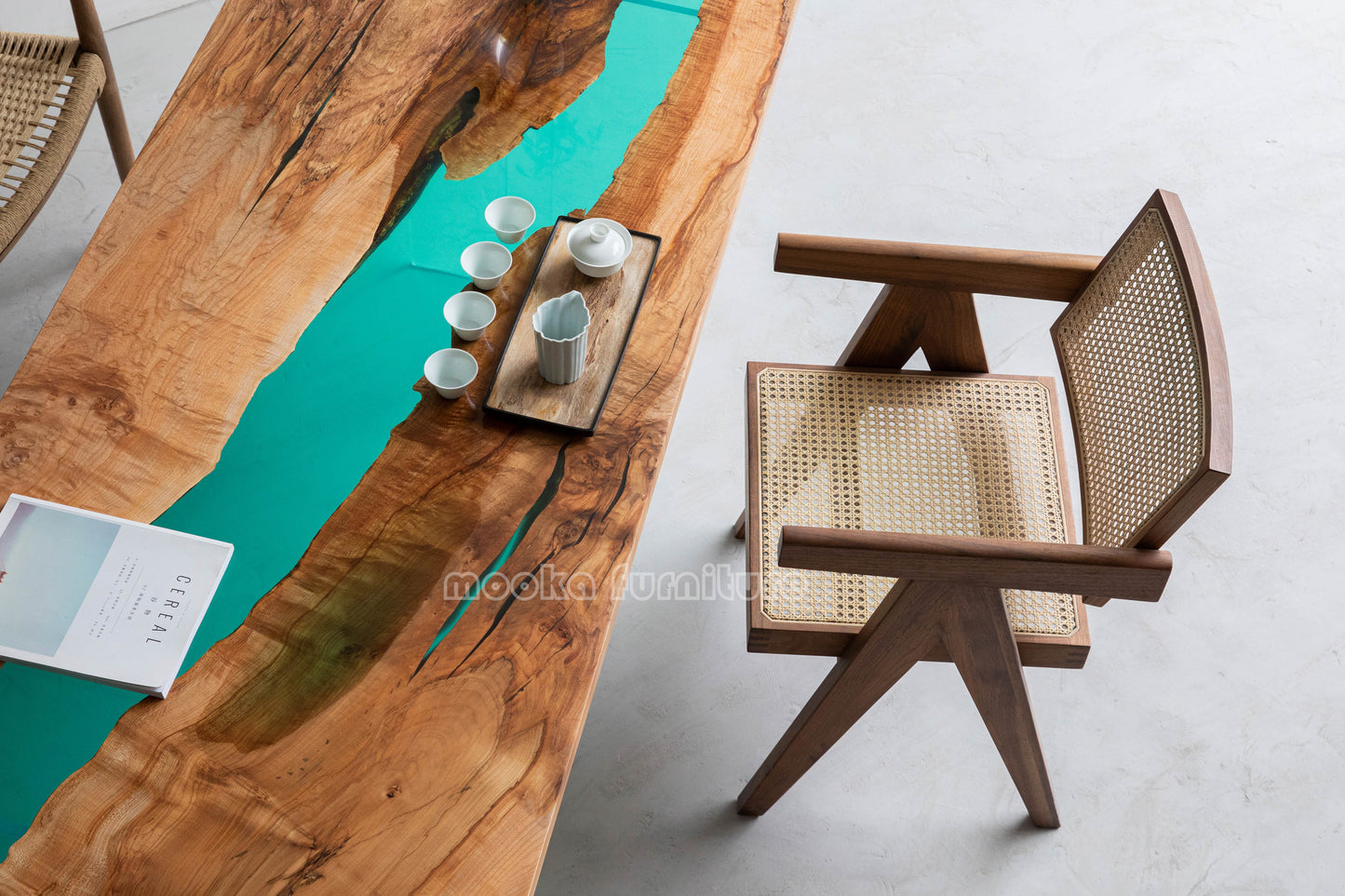 Resin Wood Dining Table - MOOKAFURNITURE