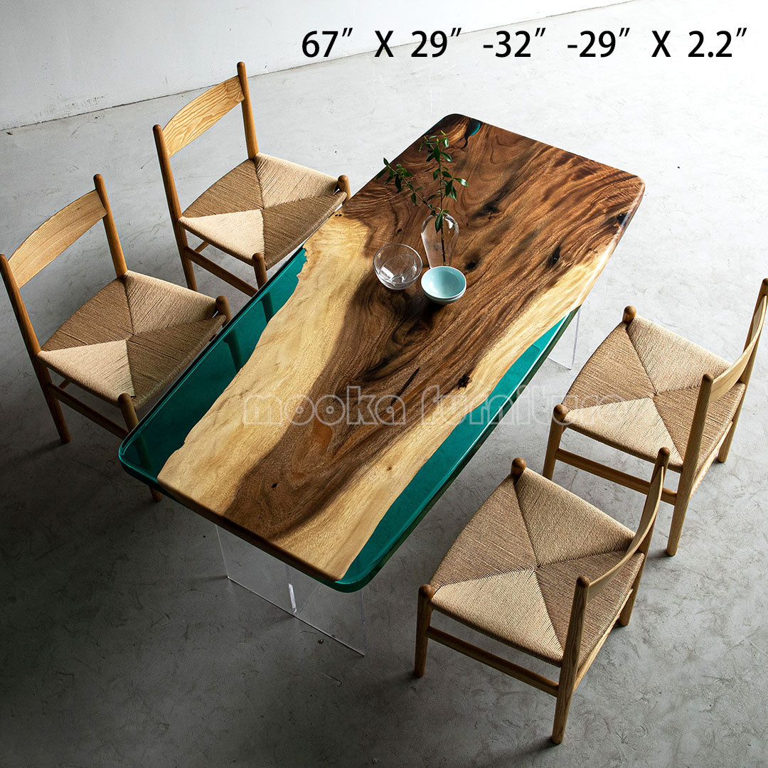 Resin Wood Dining Table - MOOKAFURNITURE