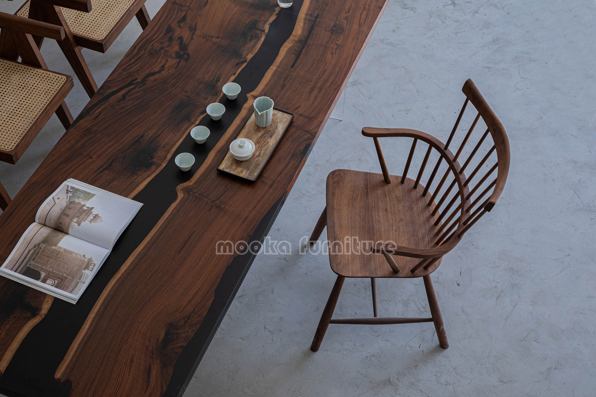 Resin Wood Dining Table - MOOKAFURNITURE