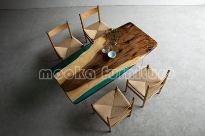 Resin Wood Dining Table - MOOKAFURNITURE