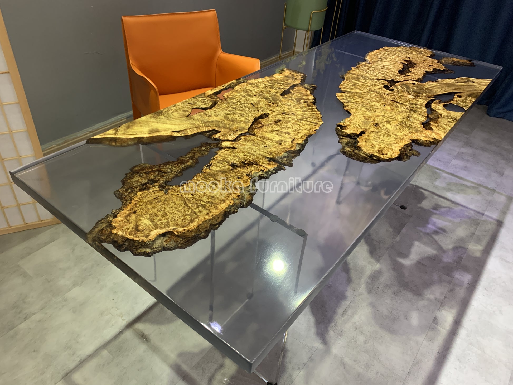 Resin Wood Dining Table - MOOKAFURNITURE