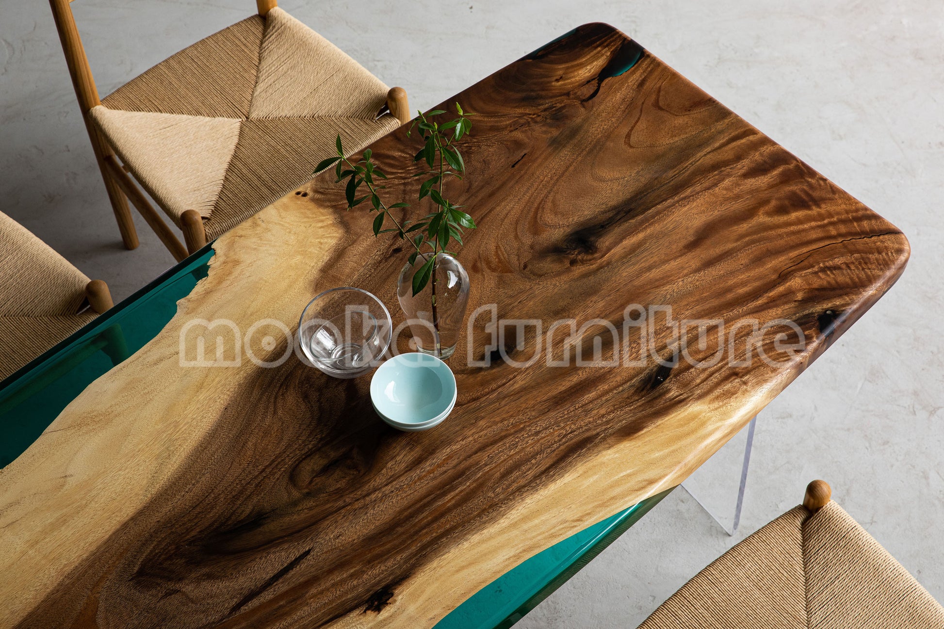 Resin Wood Dining Table - MOOKAFURNITURE