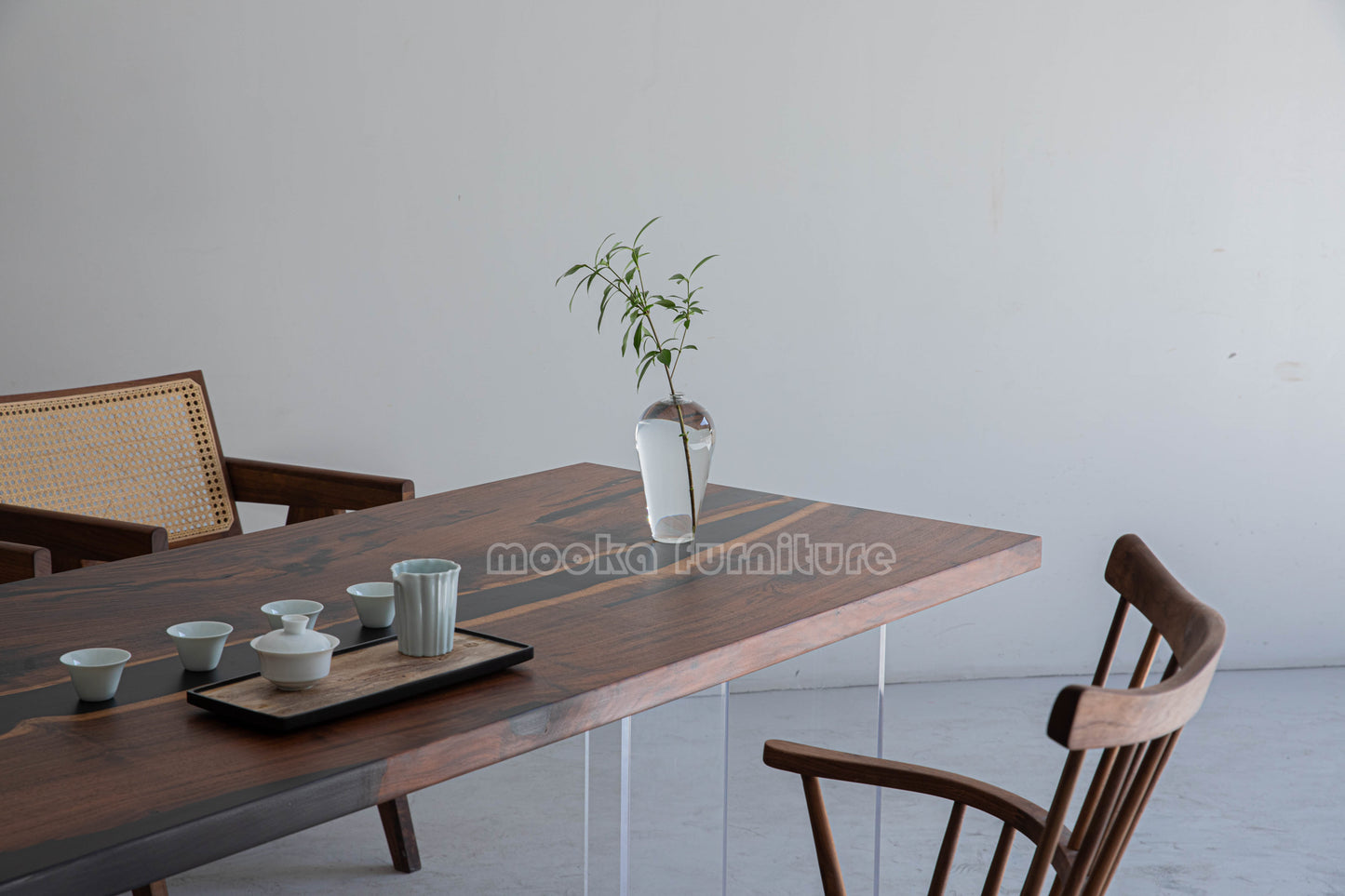 Resin Wood Dining Table - MOOKAFURNITURE