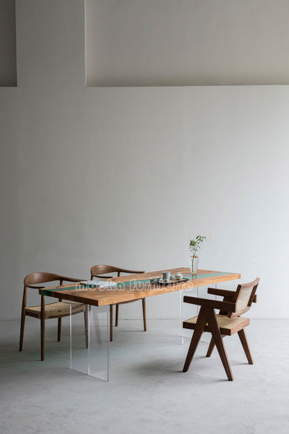 Resin Wood Dining Table - MOOKAFURNITURE