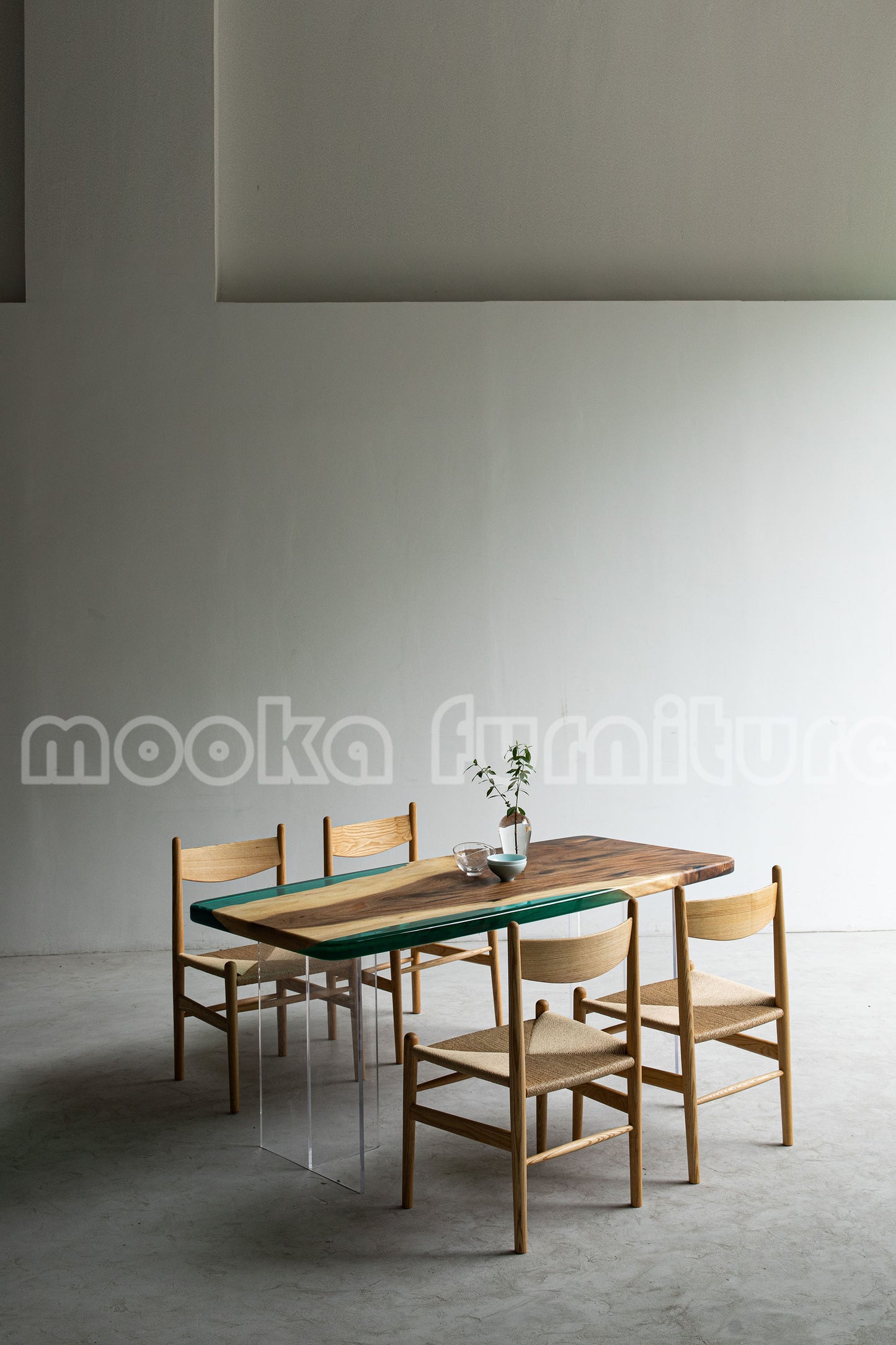 Resin Wood Dining Table - MOOKAFURNITURE