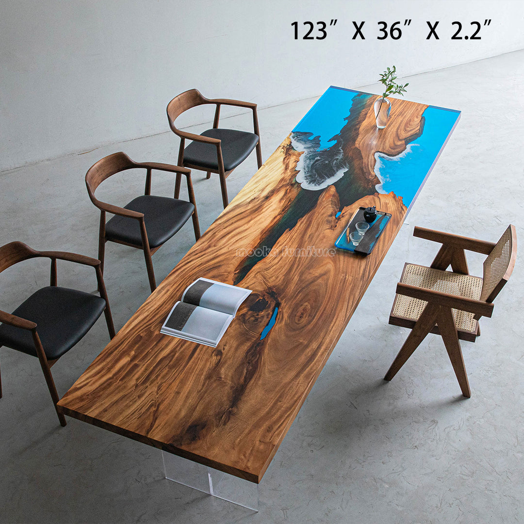 Resin Wood Dining Table - MOOKAFURNITURE