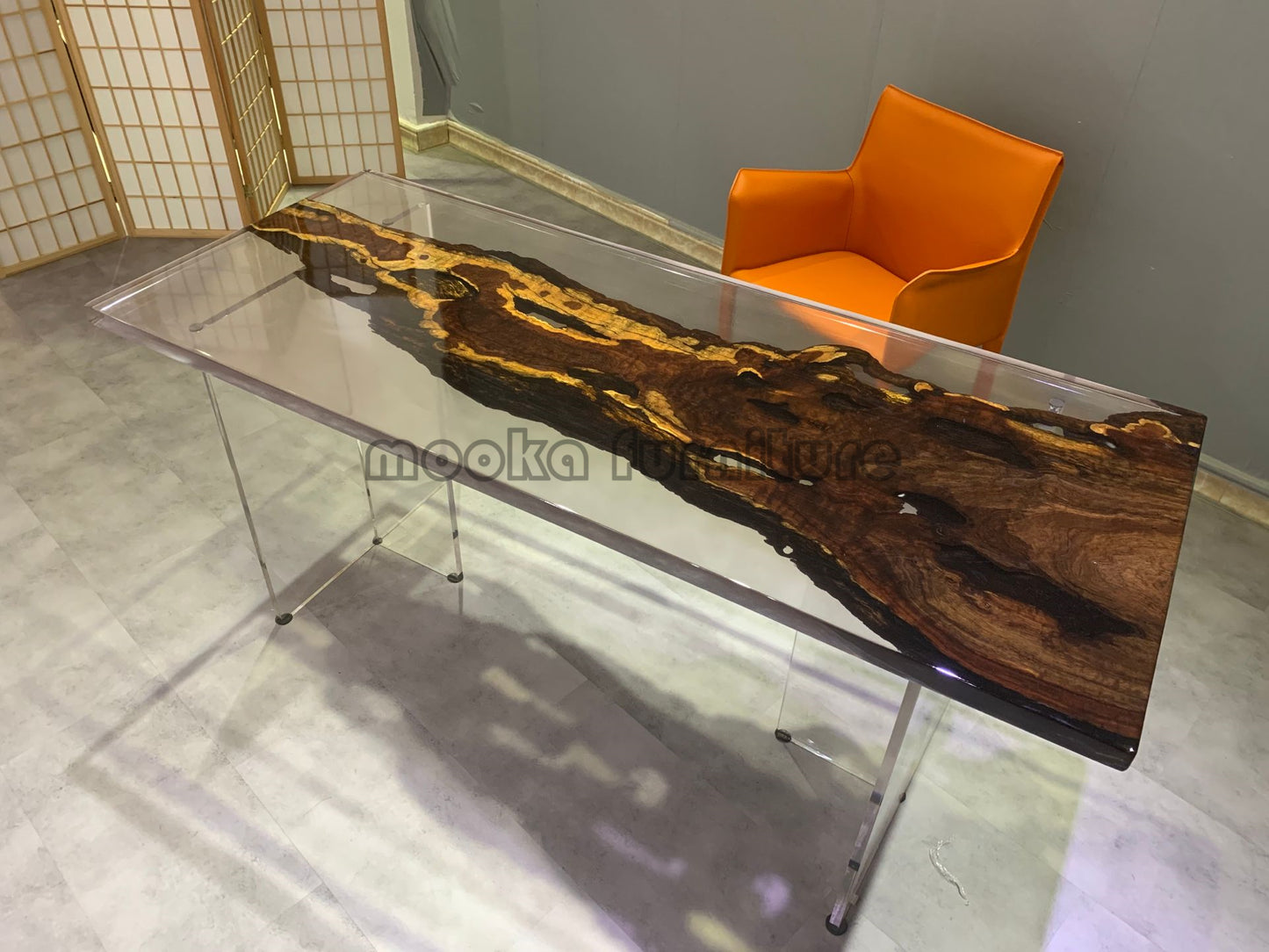 Resin Wood Dining Table - MOOKAFURNITURE