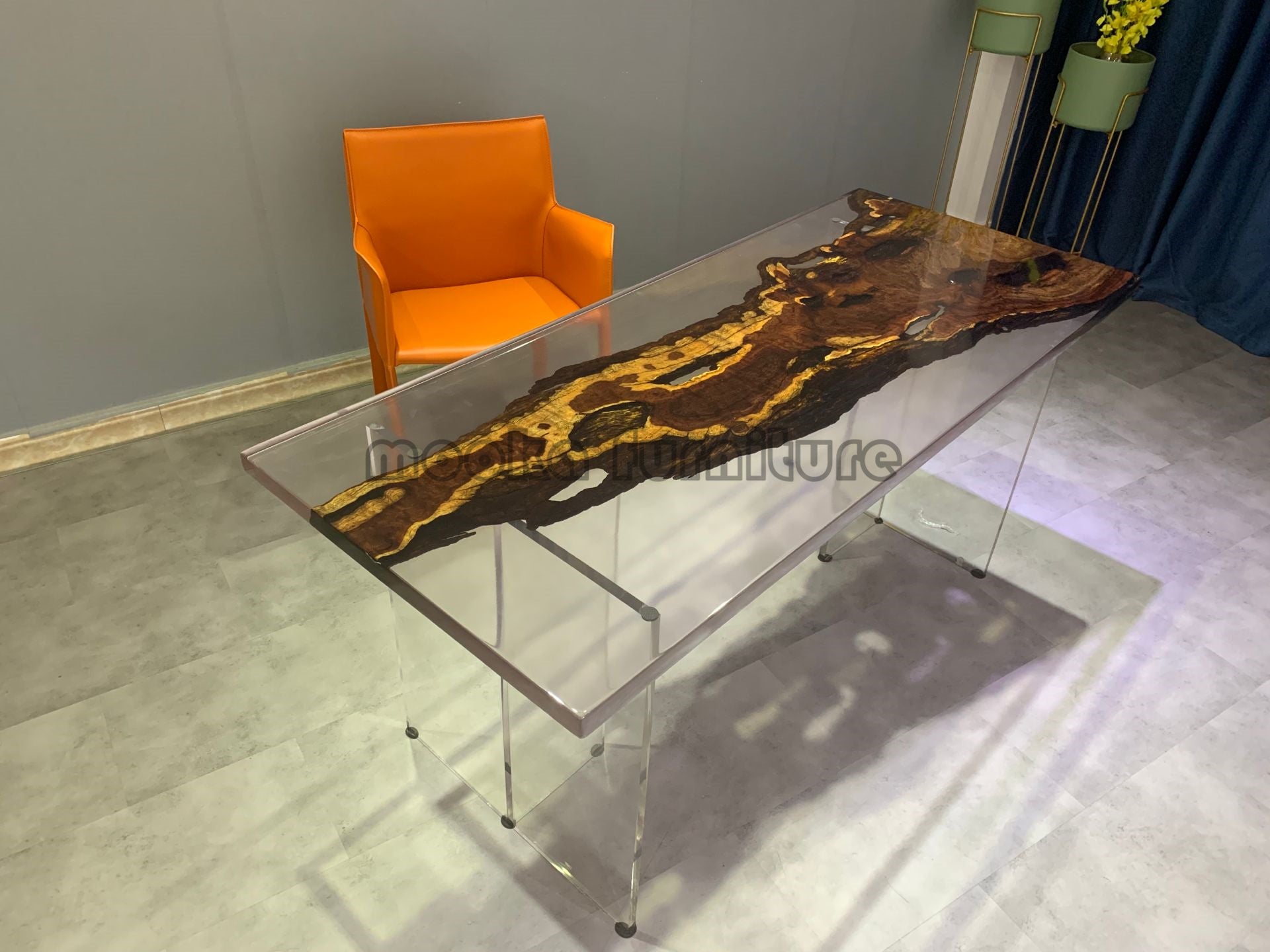 Resin Wood Dining Table - MOOKAFURNITURE