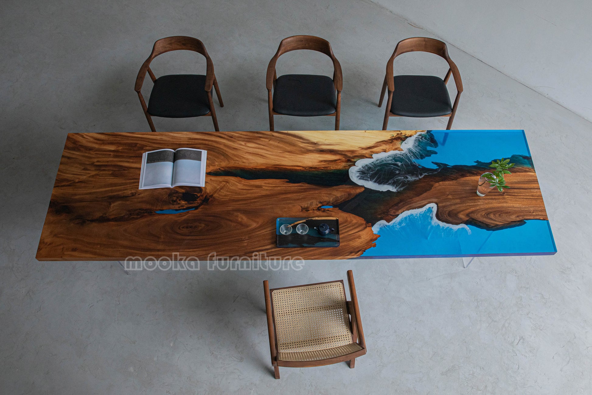 Resin Wood Dining Table - MOOKAFURNITURE