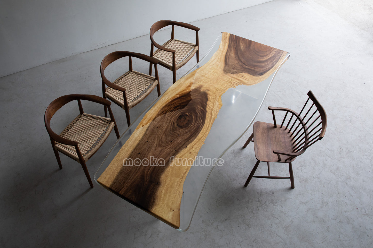 Resin Wood Dining Table - MOOKAFURNITURE