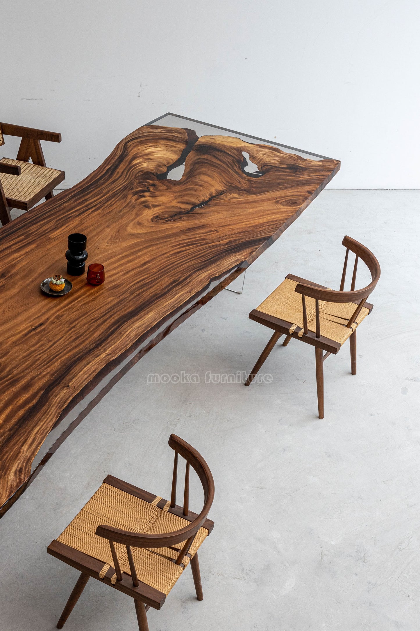 Resin Wood Dining Table - MOOKAFURNITURE