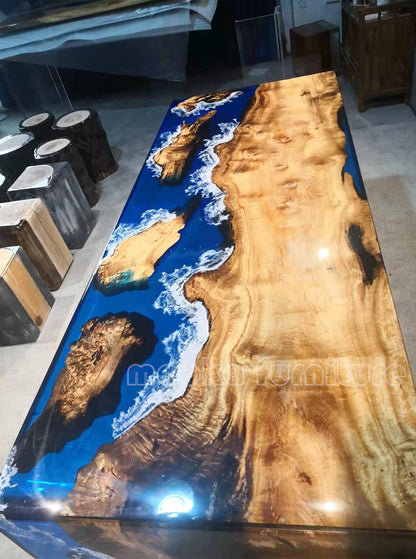 Resin Wood Dining Table - MOOKAFURNITURE