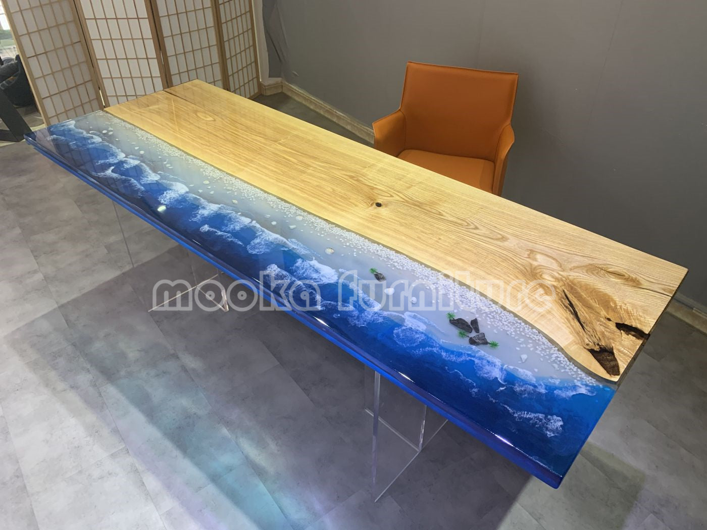 Resin Wood Dining Table - MOOKAFURNITURE