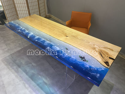 Resin Wood Dining Table - MOOKAFURNITURE