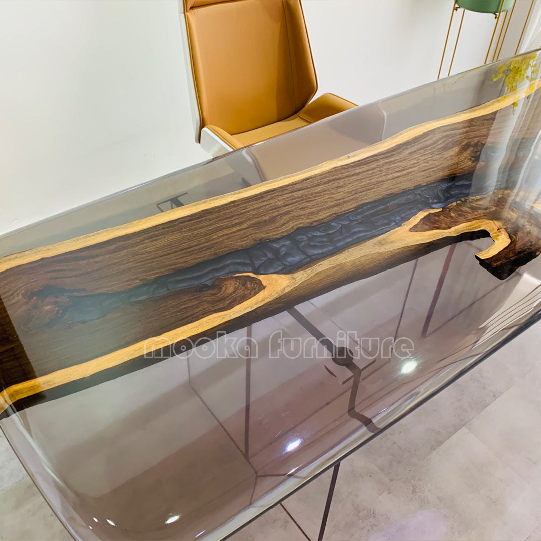 Resin Wood Dining Table - MOOKAFURNITURE