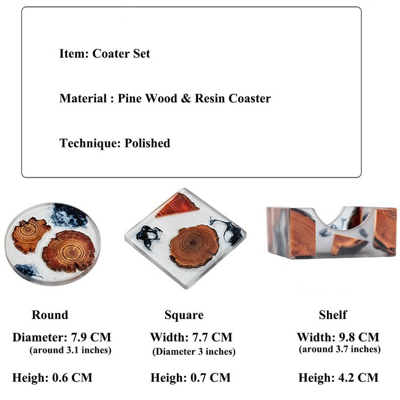 Resin wood coaster set - MOOKAFURNITURE