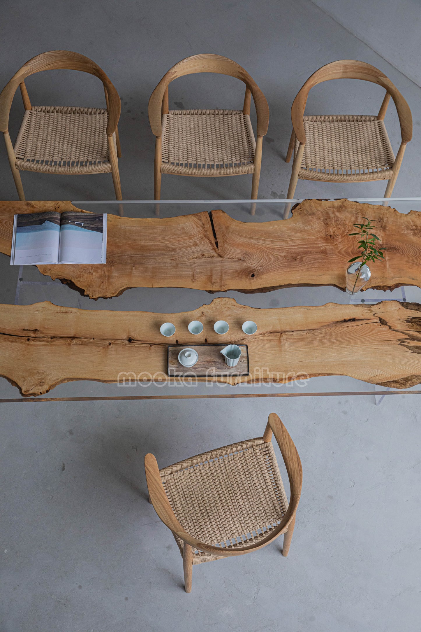 Resin Wood Dining Table - MOOKAFURNITURE