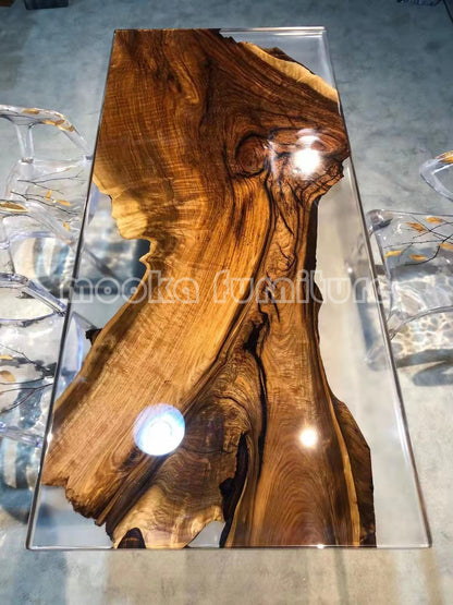 Resin Wood Dining Table - MOOKAFURNITURE