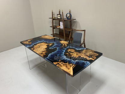 Resin Wood Dining Table - MOOKAFURNITURE