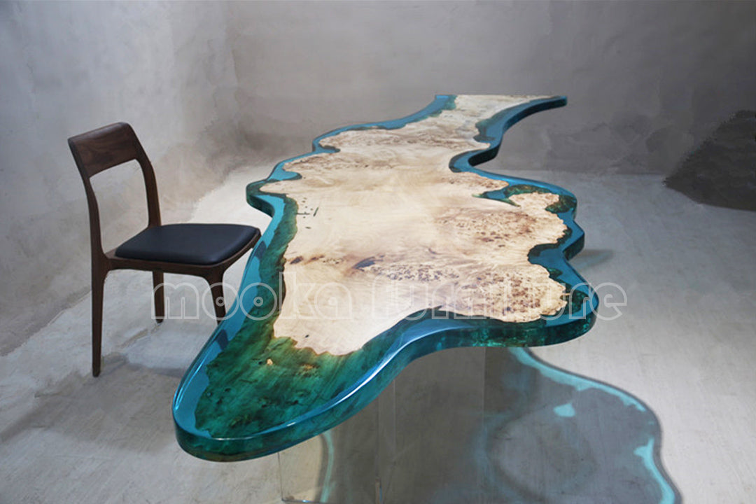 Resin Wood Dining Table - MOOKAFURNITURE