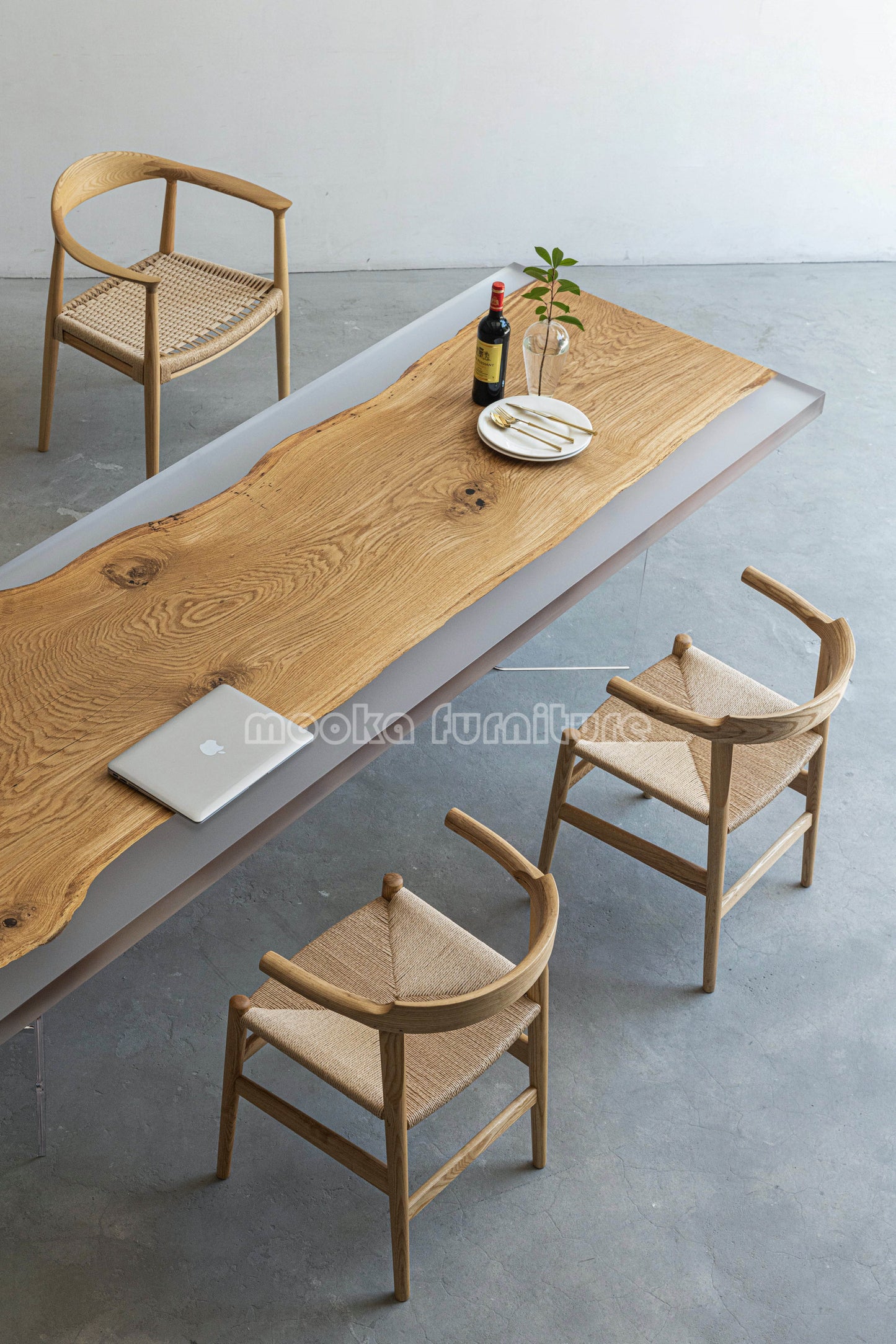 Resin Wood Dining Table - MOOKAFURNITURE