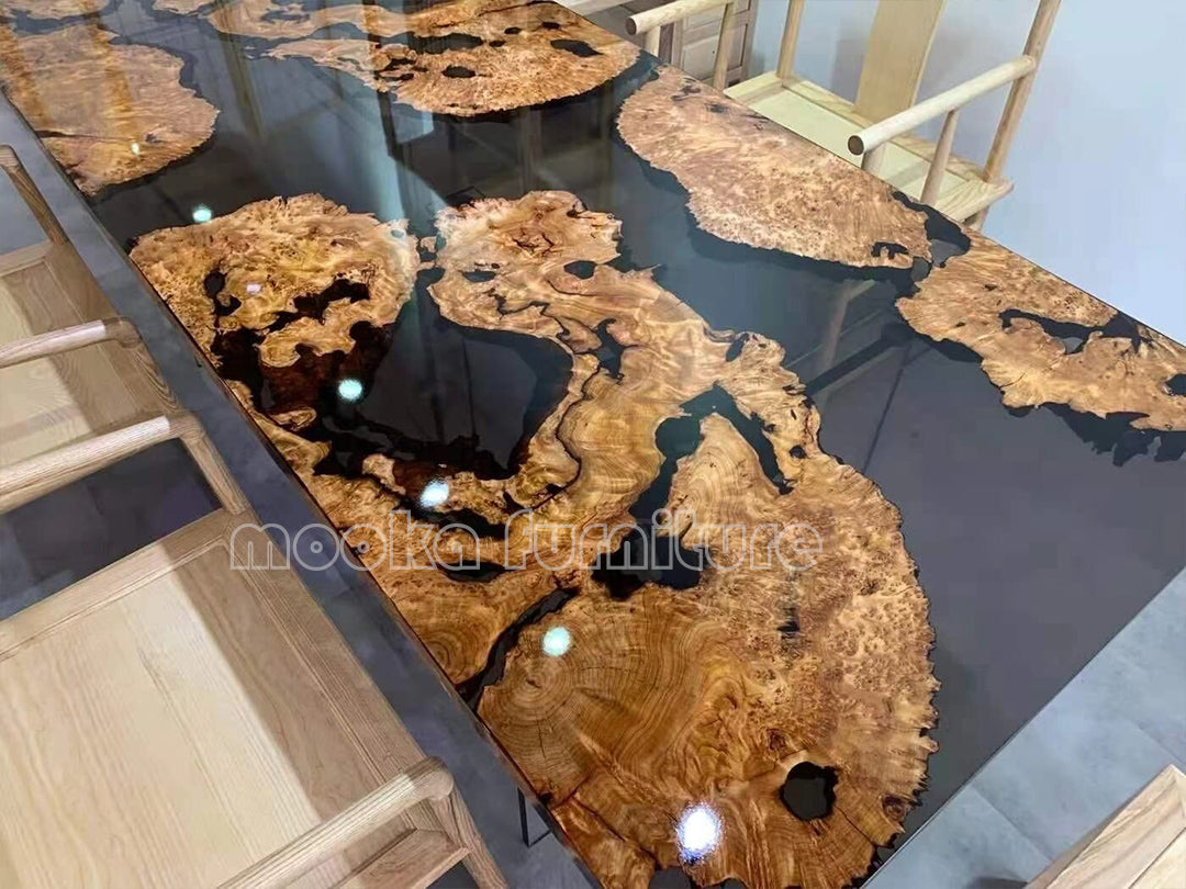 Resin Wood Dining Table - MOOKAFURNITURE