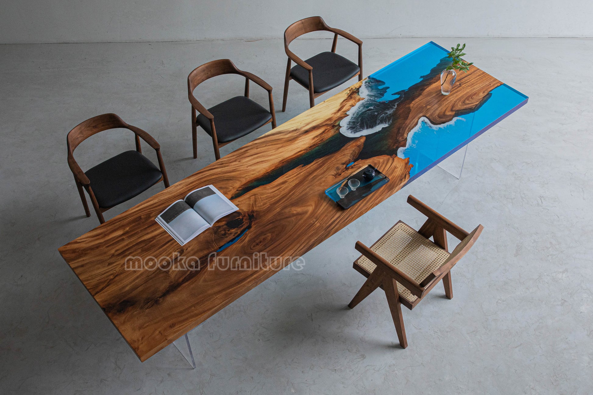 Resin Wood Dining Table - MOOKAFURNITURE