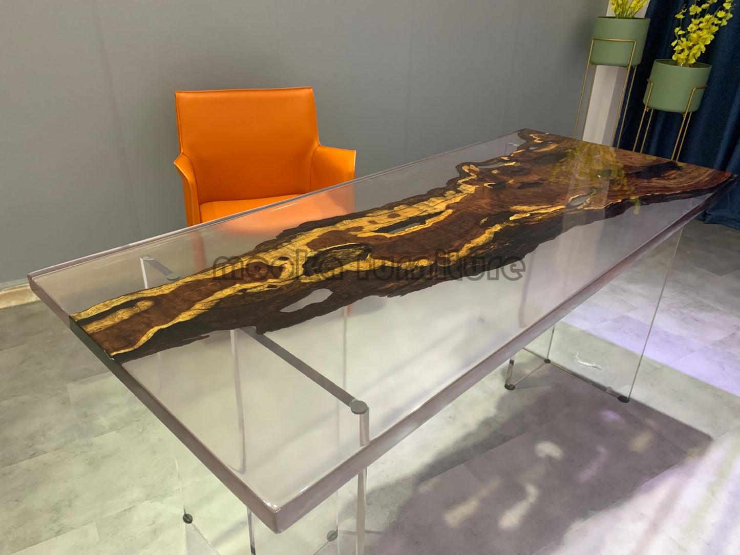 Resin Wood Dining Table - MOOKAFURNITURE