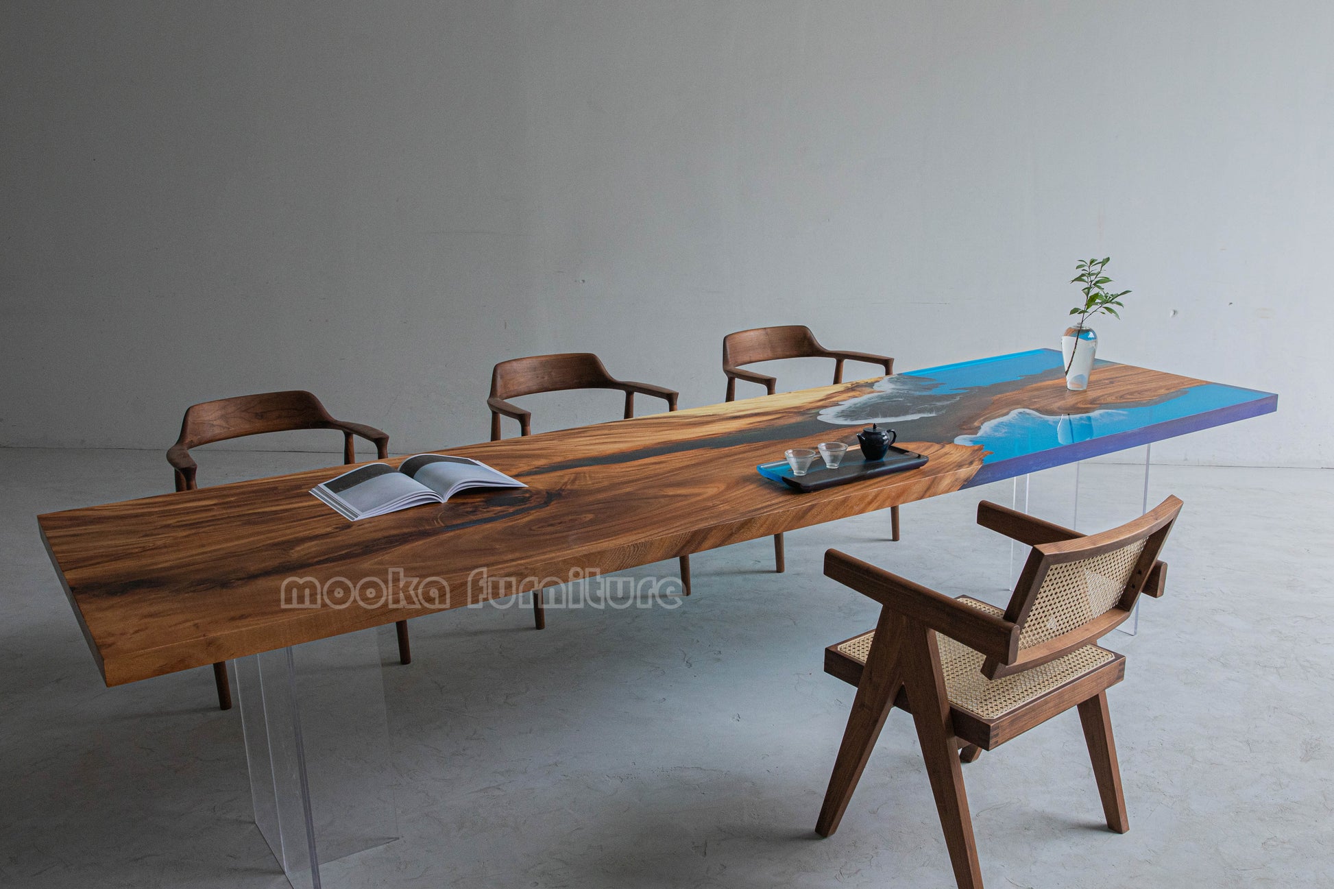 Resin Wood Dining Table - MOOKAFURNITURE