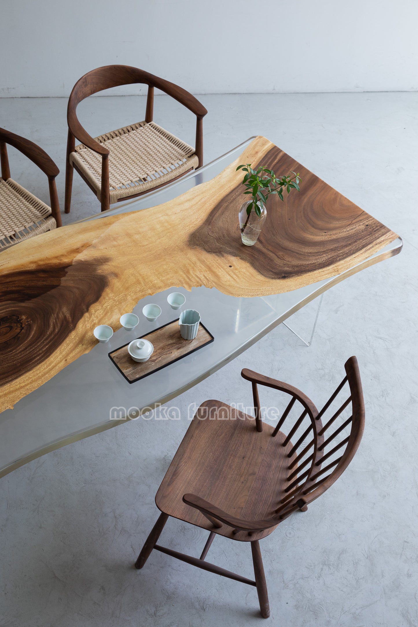 Resin Wood Dining Table - MOOKAFURNITURE