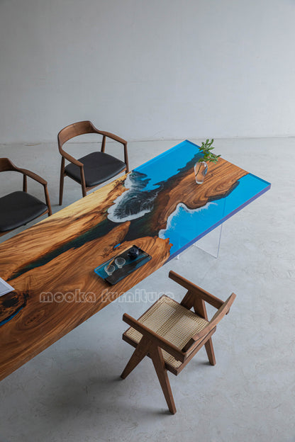 Resin Wood Dining Table - MOOKAFURNITURE