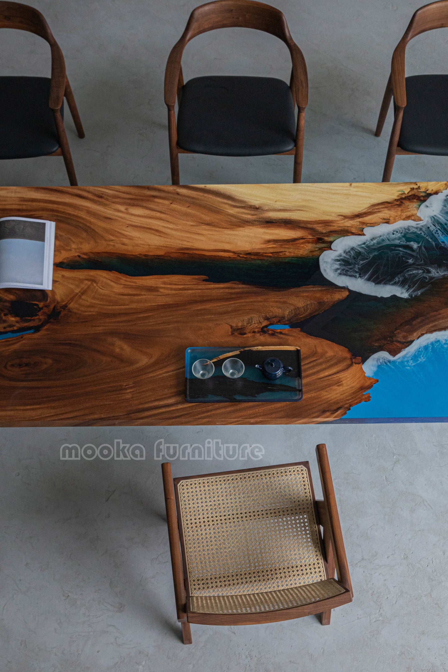 Resin Wood Dining Table - MOOKAFURNITURE