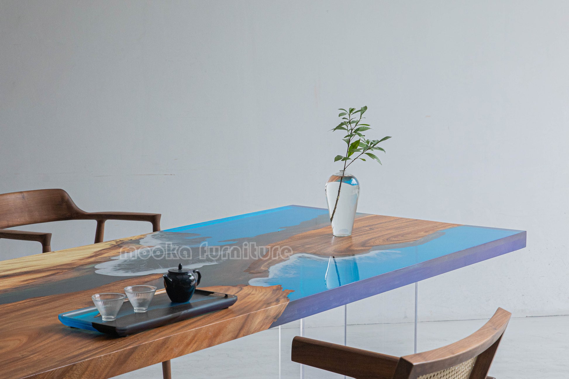 Resin Wood Dining Table - MOOKAFURNITURE