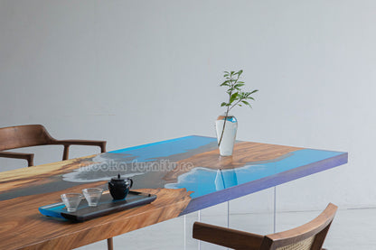 Resin Wood Dining Table - MOOKAFURNITURE