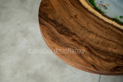 Resin Wood Dining Table Coffee Table - MOOKAFURNITURE