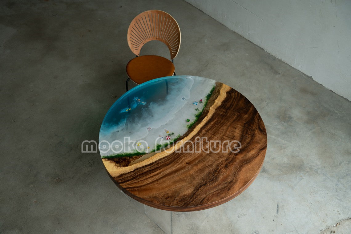 Resin Wood Dining Table Coffee Table - MOOKAFURNITURE