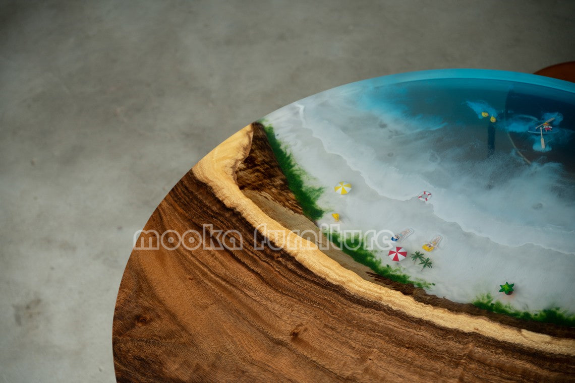 Resin Wood Dining Table Coffee Table - MOOKAFURNITURE