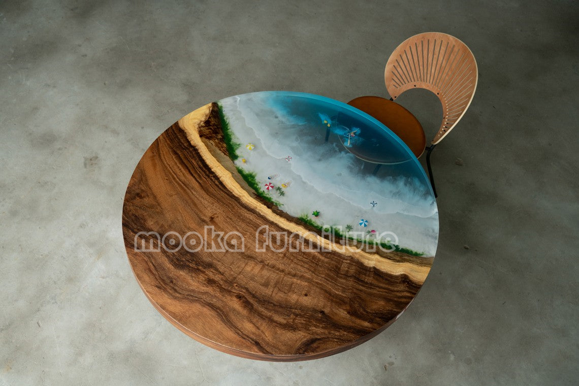 Resin Wood Dining Table Coffee Table - MOOKAFURNITURE