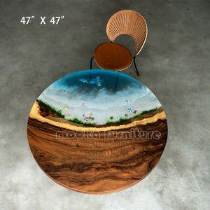 Resin Wood Dining Table Coffee Table - MOOKAFURNITURE