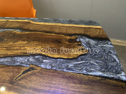 Resin Wood Dining Table - MOOKAFURNITURE